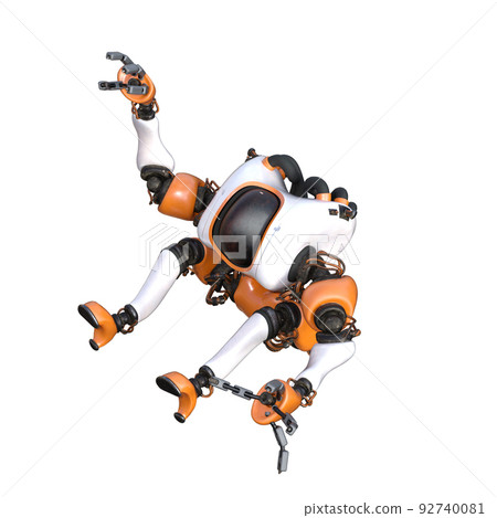 Cartoon character roboter isolated on white background. Character for collages, Clipart, photobashing. 3d rendering illustration. Cartoon character roboter isolated on white background. Character for collages, Clipart, photobashing. 3d rendering illustration. 92740081