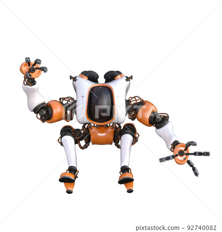 Cartoon character roboter isolated on white background. Character for collages, Clipart, photobashing. 3d rendering illustration. Cartoon character roboter isolated on white background. Character for collages, Clipart, photobashing. 3d rendering illustration. 92740082