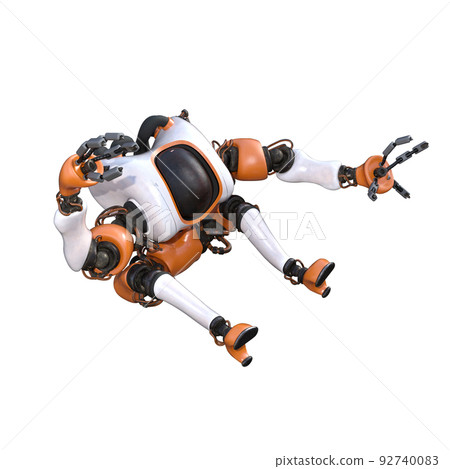Cartoon character roboter isolated on white background. Character for collages, Clipart, photobashing. 3d rendering illustration. Cartoon character roboter isolated on white background. Character for collages, Clipart, photobashing. 3d rendering illustration. 92740083