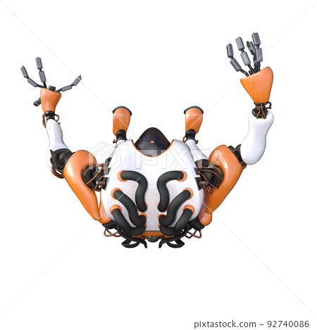 Cartoon character roboter isolated on white background. Character for collages, Clipart, photobashing. 3d rendering illustration. Cartoon character roboter isolated on white background. Character for collages, Clipart, photobashing. 3d rendering illustration. 92740086