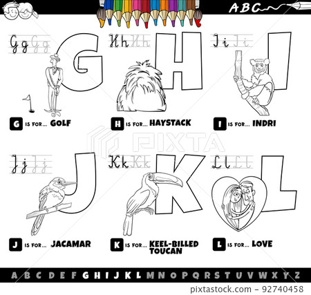 educational cartoon alphabet letters set from G to L coloring page educational cartoon alphabet letters set from G to L coloring page 92740458