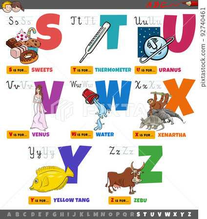 educational cartoon alphabet letters for children set from S to Z 92740461