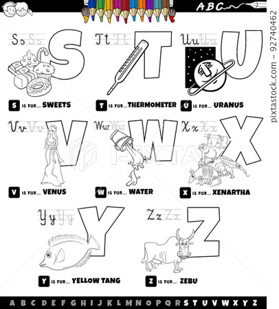 educational cartoon alphabet set from S to Z color book page 92740462