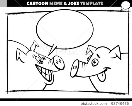 cartoon meme template with speech bubble and comic pigs cartoon meme template with speech bubble and comic pigs 92740486