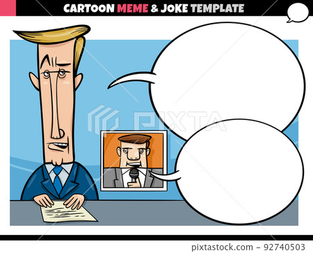 cartoon meme template with speech bubble and tv host cartoon meme template with speech bubble and tv host 92740503