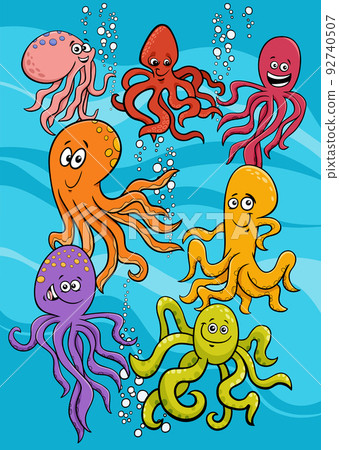 octopus animal characters cartoon illustration - Stock Illustration ...