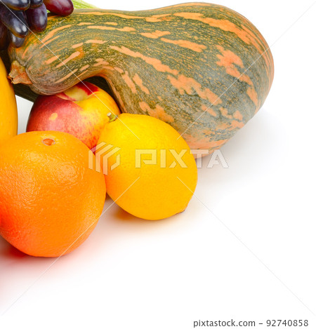 fruits isolated on white background. Free space for text. fruits isolated on white background. Free space for text. 92740858