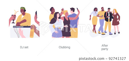 Hanging out in a nightclub isolated cartoon vector illustrations set. 92741327