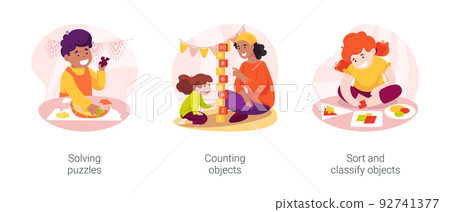 Toddler mental development isolated cartoon vector illustration set 92741377