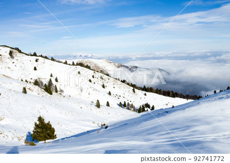 Winter landscape with snow from Alps Winter landscape with snow from Alps 92741772