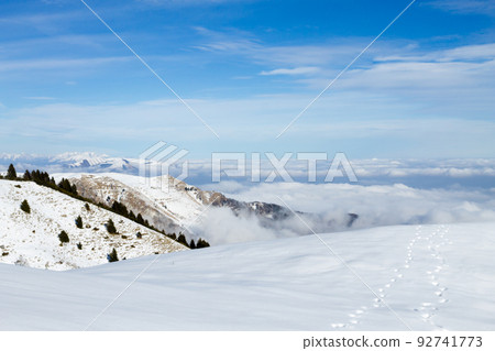 Winter landscape with snow from Alps Winter landscape with snow from Alps 92741773