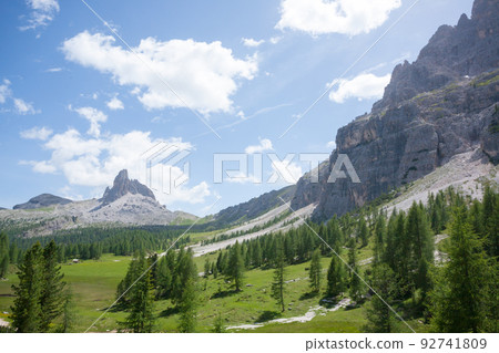 Dolomites range landscape. Summer mountain panorama 92741809
