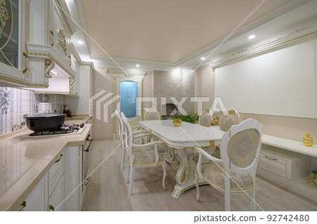 Renovated Interior of rich classic white kitchen Renovated Interior of rich classic white kitchen 92742480
