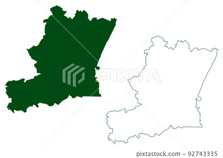 Camargo municipality (Free and Sovereign State of Chihuahua, Mexico, United Mexican States) map vector illustration, scribble sketch Camargo map 92743335