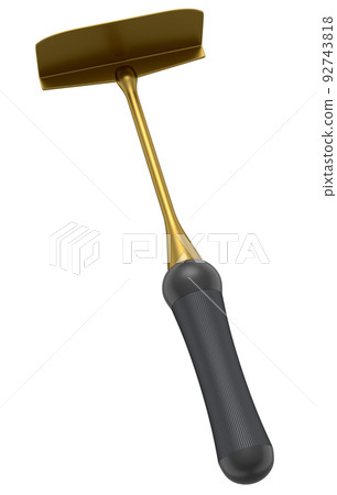 Hoe with wooden stick for planting flowers and vegetables on white background. 92743818