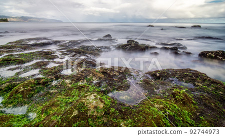 rainbow ove beach at Laniakea on north shore of Oahu rainbow ove beach at Laniakea on north shore of Oahu 92744973