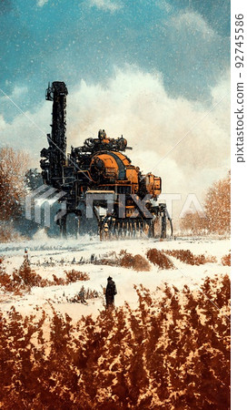 A futuristic cyberpunk robot in nature. A high-tech robot from the future. Futuristic and cyberpunk concept. Perfect for phone wallpaper or for posters. A futuristic cyberpunk robot in nature. A high-tech robot from the future. Futuristic and cyberpunk concept. Perfect for phone wallpaper or for posters. 92745586