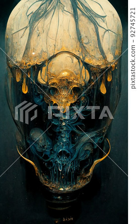 Gothic horror dark scene with an alien. Artistic abstract gothic. The concept of dark gothic. Perfect for phone wallpaper or for posters. Gothic horror dark scene with an alien. Artistic abstract gothic. The concept of dark gothic. Perfect for phone wallpaper or for posters. 92745721