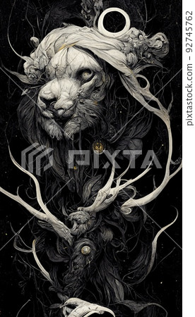 Gothic horror dark scene with skull, bones and... - Stock Illustration  [92745762] - PIXTA
