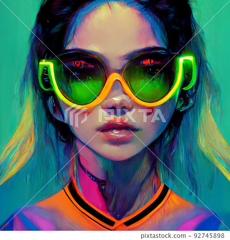 Portrait of a hipster wearing sunglasses. Hipster in sunglasses. Stylized drawing of a fashionista on an colored background. Perfect for phone wallpaper or for posters. Portrait of a hipster wearing sunglasses. Hipster in sunglasses. Stylized drawing of a fashionista on an colored background. Perfect for phone wallpaper or for posters. 92745898