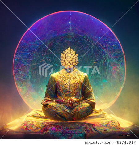 Silhouettes of Buddha on the background of a luminous mandala. The concept of meditation and relaxation. Perfect for phone wallpaper or for posters. Silhouettes of Buddha on the background of a luminous mandala. The concept of meditation and relaxation. Perfect for phone wallpaper or for posters. 92745917