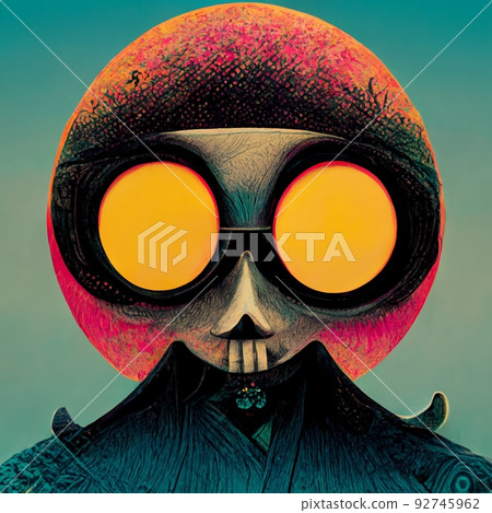 Portrait of a hipster wearing sunglasses. Hipster in sunglasses. Stylized drawing of a fashionista on an colored background. Perfect for phone wallpaper or for posters. 92745962