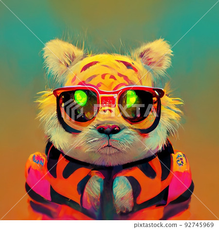 Portrait of a hipster wearing sunglasses. Hipster in sunglasses. Stylized drawing of a fashionista on an colored background. Perfect for phone wallpaper or for posters. Portrait of a hipster wearing sunglasses. Hipster in sunglasses. Stylized drawing of a fashionista on an colored background. Perfect for phone wallpaper or for posters. 92745969