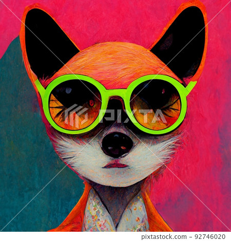 Portrait of a hipster wearing sunglasses. Hipster in sunglasses. Stylized drawing of a fashionista on an colored background. Perfect for phone wallpaper or for posters. Portrait of a hipster wearing sunglasses. Hipster in sunglasses. Stylized drawing of a fashionista on an colored background. Perfect for phone wallpaper or for posters. 92746020