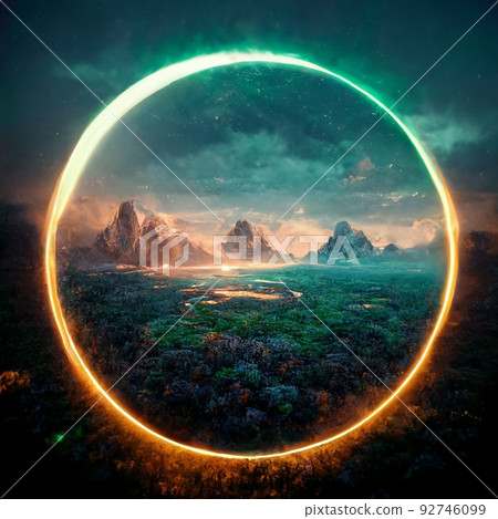 Fabulous abstract colorful landscape of mountains and nature. Mountains during sunrise. A beautiful landscape in the summertime. Fabulous abstract colorful landscape of mountains and nature. Mountains during sunrise. A beautiful landscape in the summertime. 92746099