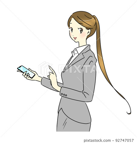 Business person with a smartphone with a smile Business person with a smartphone with a smile 92747057