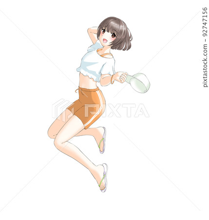 【自然髮色】運動夏裝的橘色bob女郎 92747156