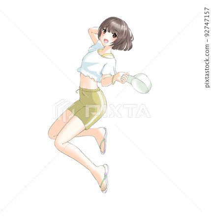 【自然髮色】運動夏裝的黃色波波女郎 92747157