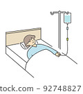 A woman receiving an intravenous drip in bed Elderly 92748827