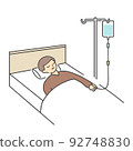 A man receiving an intravenous drip in bed Elderly 92748830