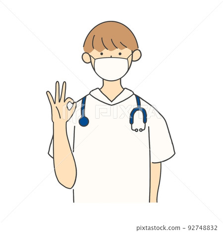 Medical worker mask making an okay gesture Medical worker mask making an okay gesture 92748832