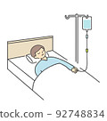 A man receiving an intravenous drip in bed Elderly 92748834