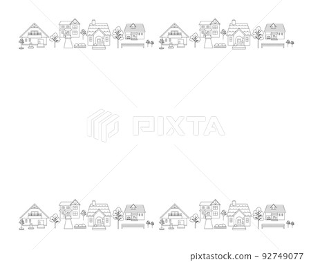 Line drawing house illustration frame 92749077