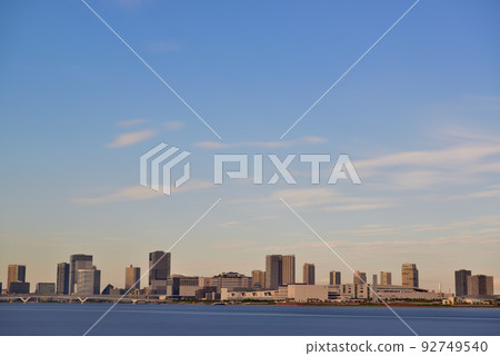 Scenery of Harumi Wharf seen from Shibaura Wharf Long exposure 92749540