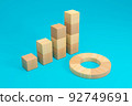 Stacking graph of building blocks, blue background 92749691