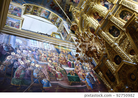 Interior of world heritage Pechersk Lavra in Kyiv, Ukraine 92750982