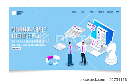 3D isometric hiring and recruitment strategy concept with People Characters Choosing Best Candidate for Job, Job interview, recruitment agency. Vector illustration eps10 92751158