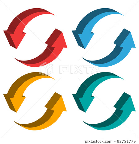Set of three-dimensional circular arrows 92751779