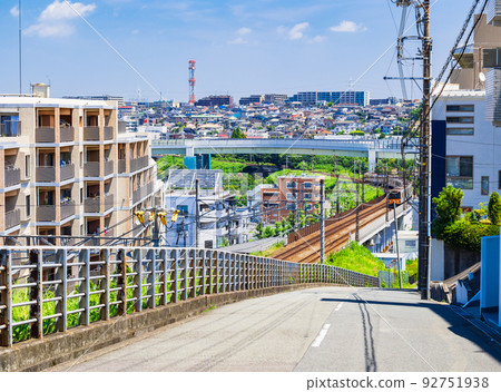 Residential area along a private railway line Yokohama 92751938