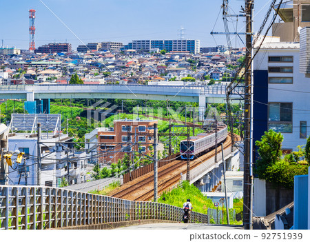 Residential area along a private railway line Yokohama 92751939