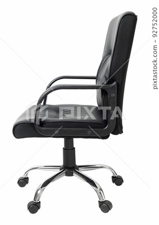 side view of black leather office chair isolated on white with clipping path side view of black leather office chair isolated on white with clipping path 92752000