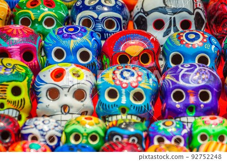 Colorful skulls for day of the dead celebration, Cancun, Mexico Colorful skulls for day of the dead celebration, Cancun, Mexico 92752248