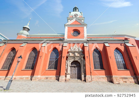 Facade of Sankt Jacobs kyrka, a church in Norrmalm, Stockholm, Sweden 92752945