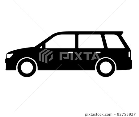 Car station wagon black and white silhouette 92753927