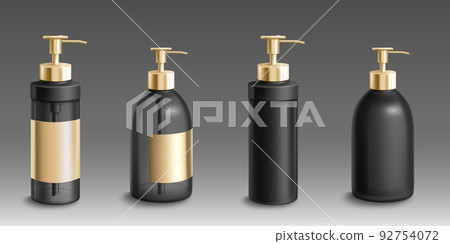 Black plastic bottles with dispenser pump Black plastic bottles with dispenser pump 92754072