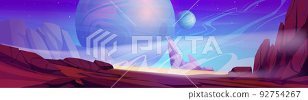 Space landscape cartoon vector illustration 92754267
